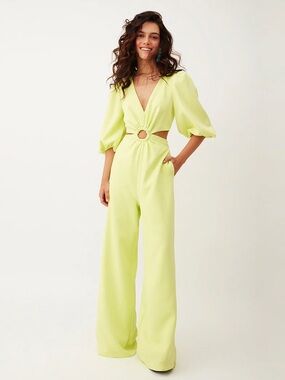 DO+BE Lime Green O-Ring Detail Cutout Jumpsuit Lime Green Size S